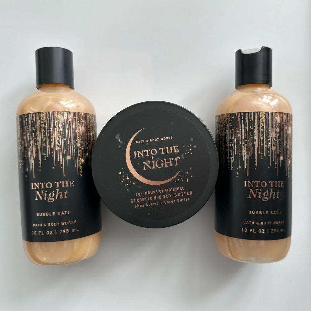3 INTO THE NIGHT bubble bath & Whipped Glow-tion